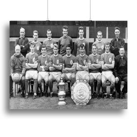 Liverpool Football Club With The FA Cup And The Charity Shield 1965 Canvas Print or Poster (Type: Standard Framed Canvas Print, size: 28" x 20" / 70cm x 50cm (approx))