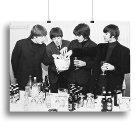 The Beatles with bottles of beer Canvas Print or Poster (Type: Poster Print, size: 24" x 16" / 60cm x 40cm (approx))