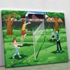Family playing badminton in the backyard Canvas Print or Poster
