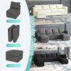 Livelylodge Modular 3-Seat Sofa with Wooden Frame and Pull-Out Bed,  Convertible Sectional Sofa for Living Room, Available in Black, White