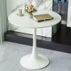 31.5" White Round Dining Table, Tulip Table Kitchen Dining Table 2-4 People with MDF Table Top & Pedestal Base