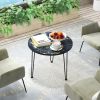 Round Coffee Table with Thickened Tabletop and Metal Tripod Legs