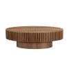 Modern Handcraft Drum Coffee Table Length 43.7 inch Ellipse Coffee Table for Living Room,Oval Small Coffee Table with Sturdy Pedestal